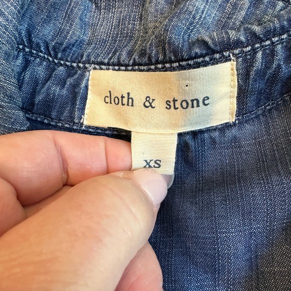 cloth & stone Anthro Buttoned Shirt Denim Chambray Boho Western XS #B2030-549 - Picture 2 of 10